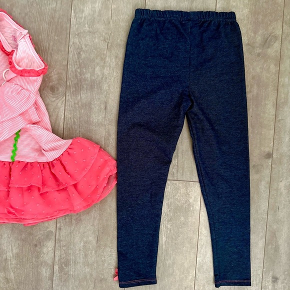 Nannette Lepore Girls Floral Striped Ruffle Matching Outfit Set - Picture 9 of 11